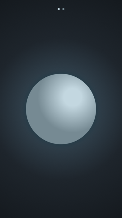 The Breathing App pacing screen with a softly shaded sphere on a dark background.